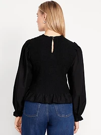 Long-Sleeve Smocked Top