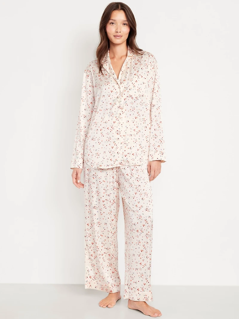 Printed Satin Pajama Pant Set for Women