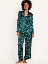 Printed Satin Pajama Pant Set for Women