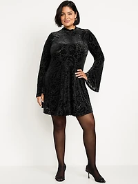 Long-Sleeve Velour Mini Dress