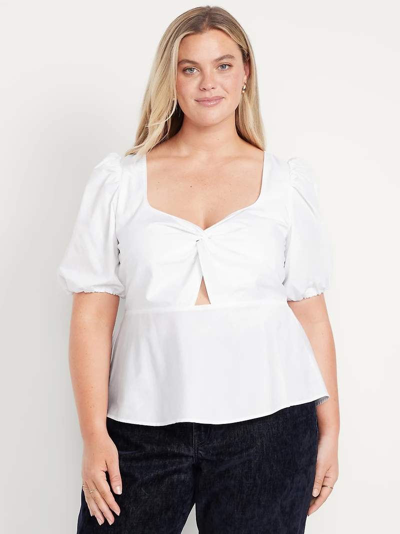 Twist-Front Peplum Top