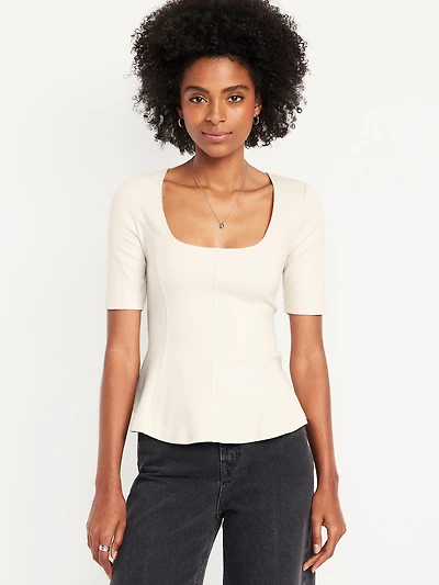 Square-Neck Peplum Top