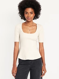 Square-Neck Peplum Top
