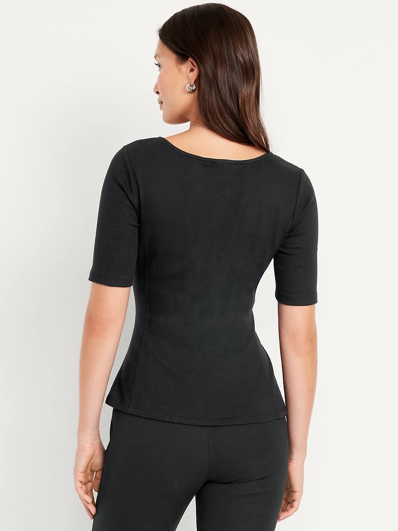 Square-Neck Peplum Top