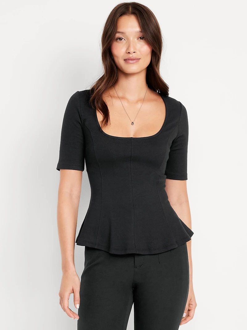 Square-Neck Peplum Top