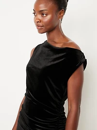 Off-the-Shoulder Ruched Velvet Mini Dress