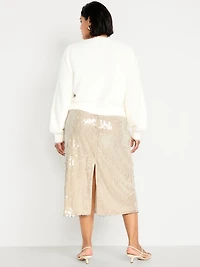 High-Waisted Sequin Midi Pencil Skirt