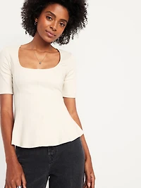 Square-Neck Peplum Top
