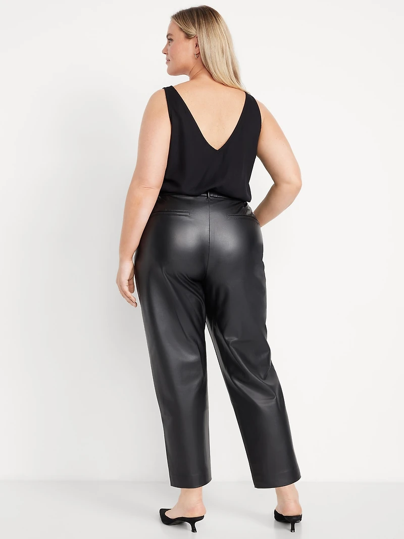 High-Waisted Faux-Leather Pixie Straight Pants