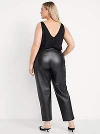 High-Waisted Faux-Leather Pixie Straight Pants