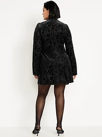Long-Sleeve Velour Mini Dress