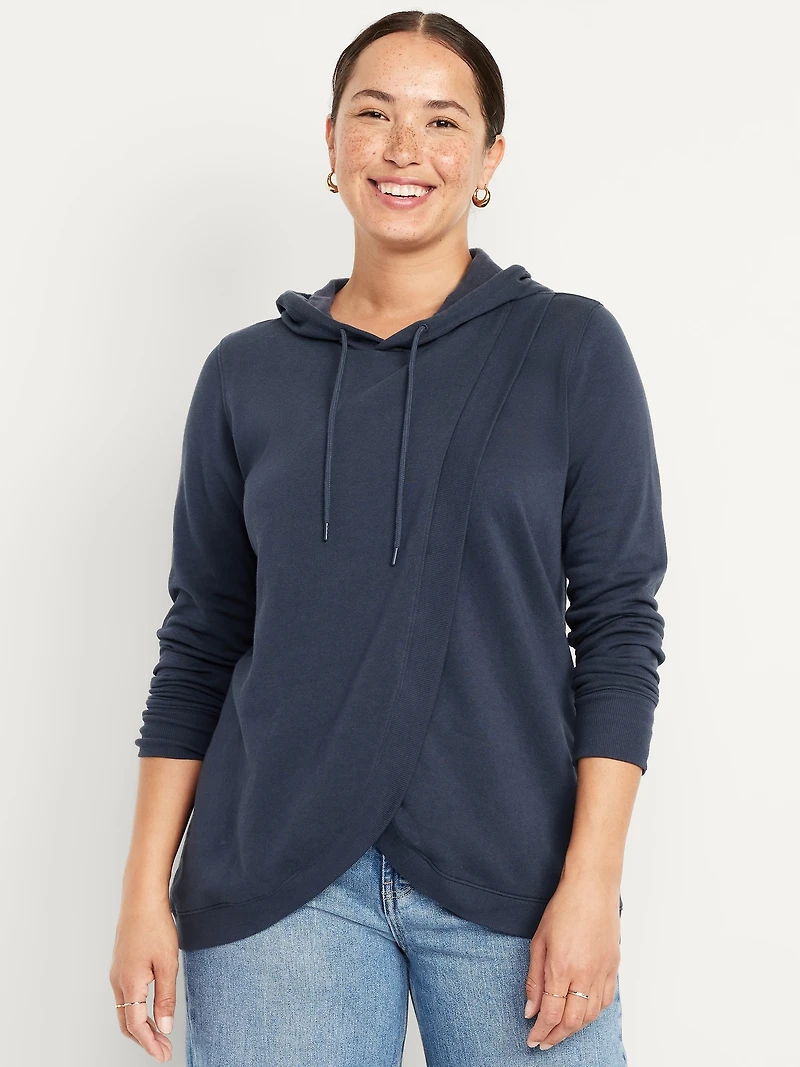 Maternity Cross-Front Nursing Pullover Hoodie