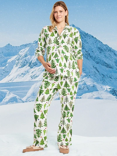 Maternity Printed Flannel Pajama Pant Set