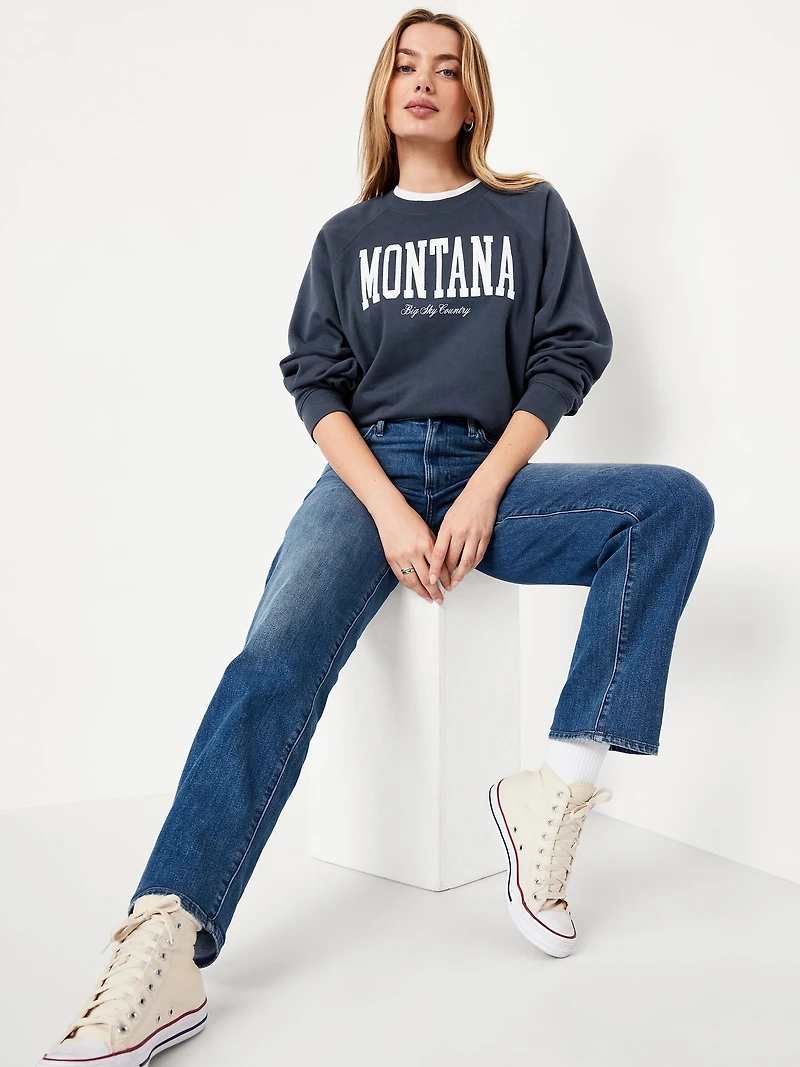 SoComfy Oversized Graphic Raglan Sweatshirt