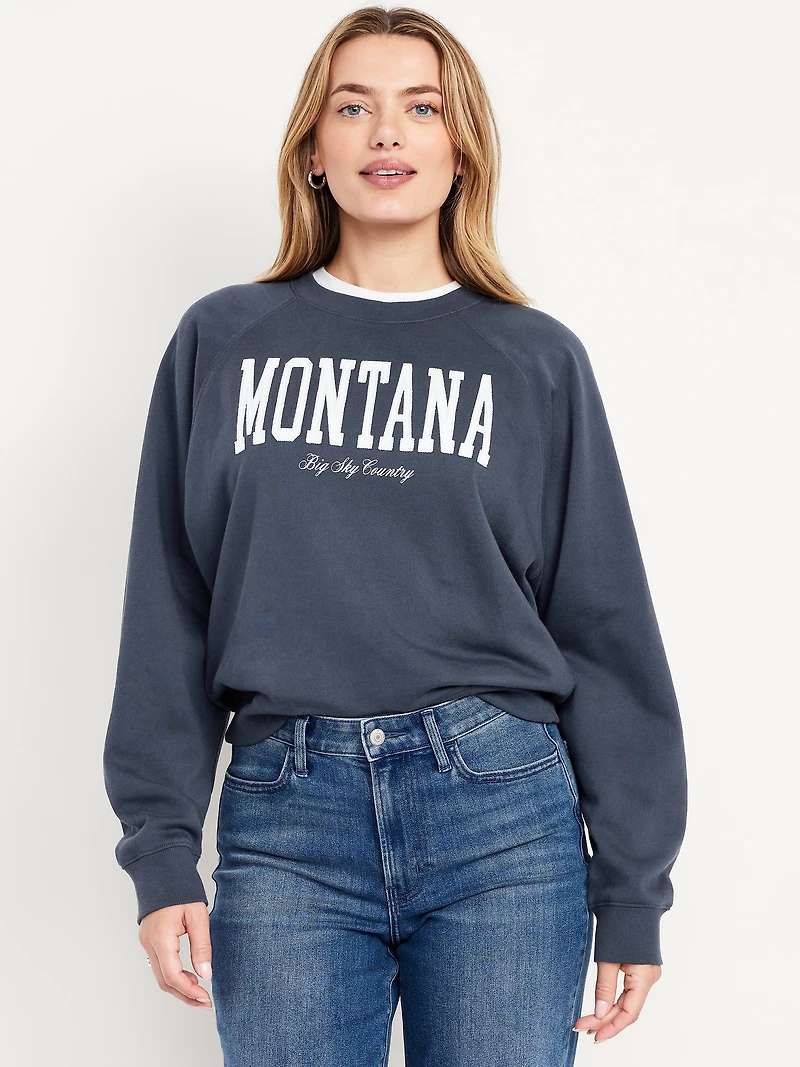 SoComfy Oversized Graphic Raglan Sweatshirt