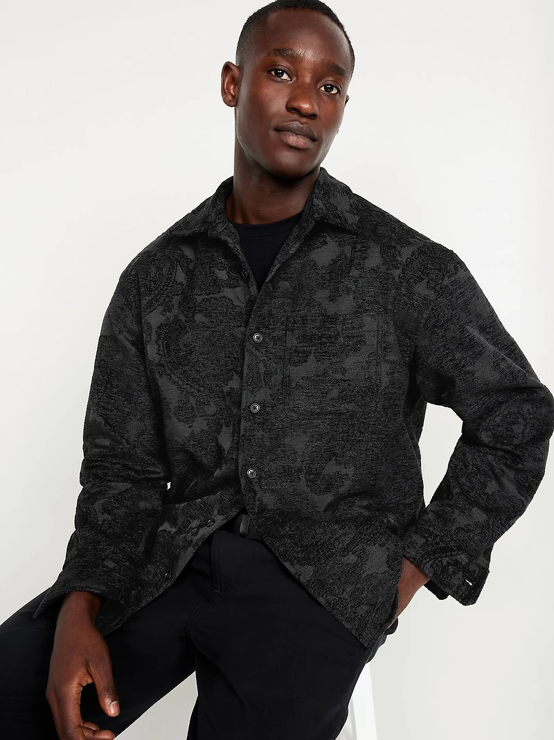 Oversized Button-Down Jacquard Shirt