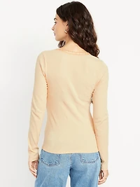 Scoop-Neck Long-Sleeve Ribbed Top