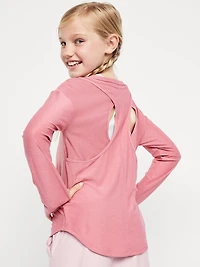 CloudMotion Long-Sleeve Back-Cutout Performance T-Shirt for Girls
