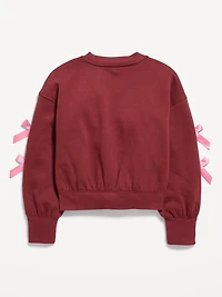 Cozy Bow-Sleeve Crew-Neck Sweatshirt for Girls