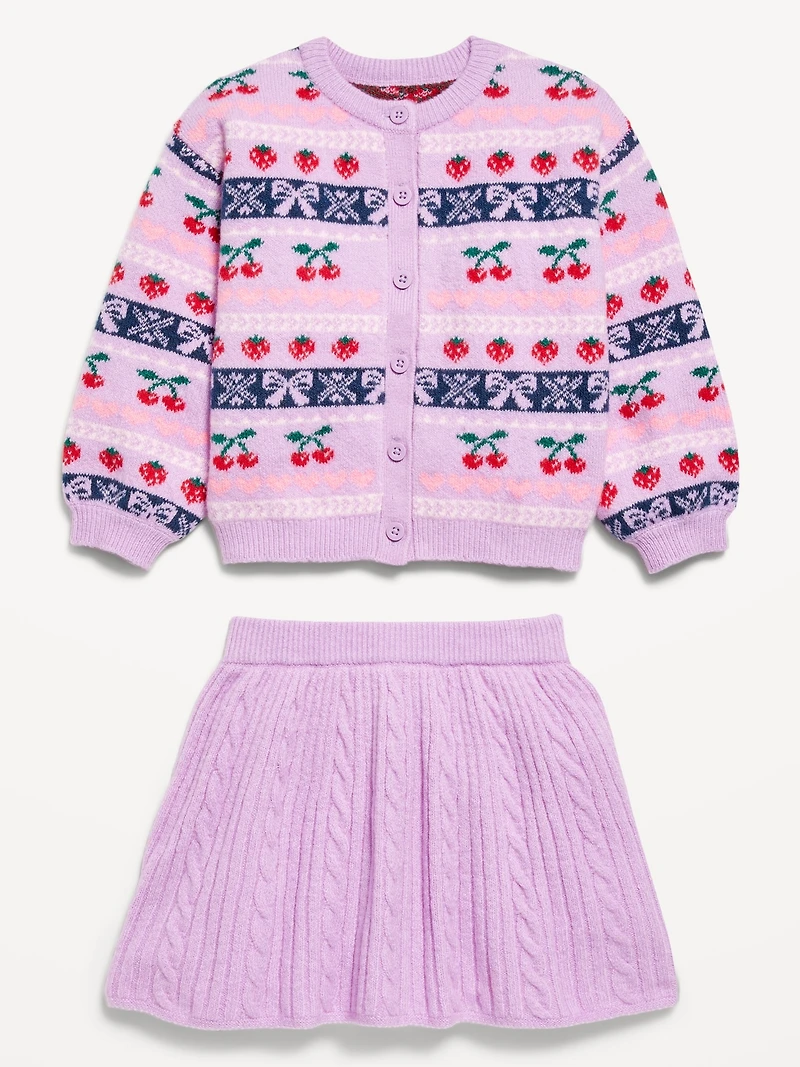 SoSoft Cropped Cardigan Sweater and Skirt Set for Toddler Girls