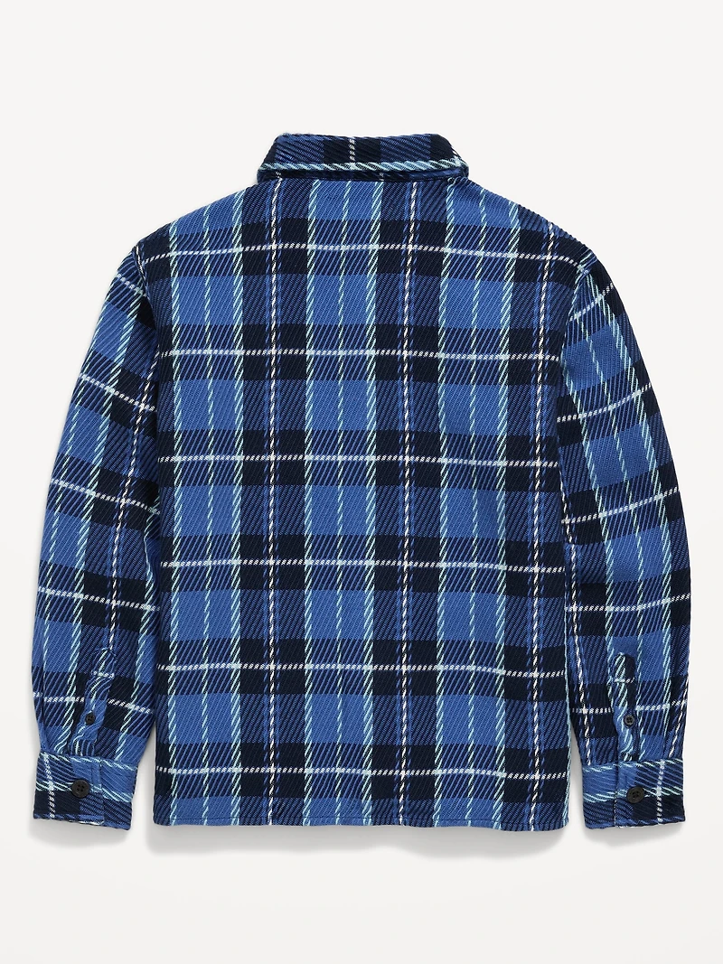 Long-Sleeve Textured Plaid Shirt for Boys