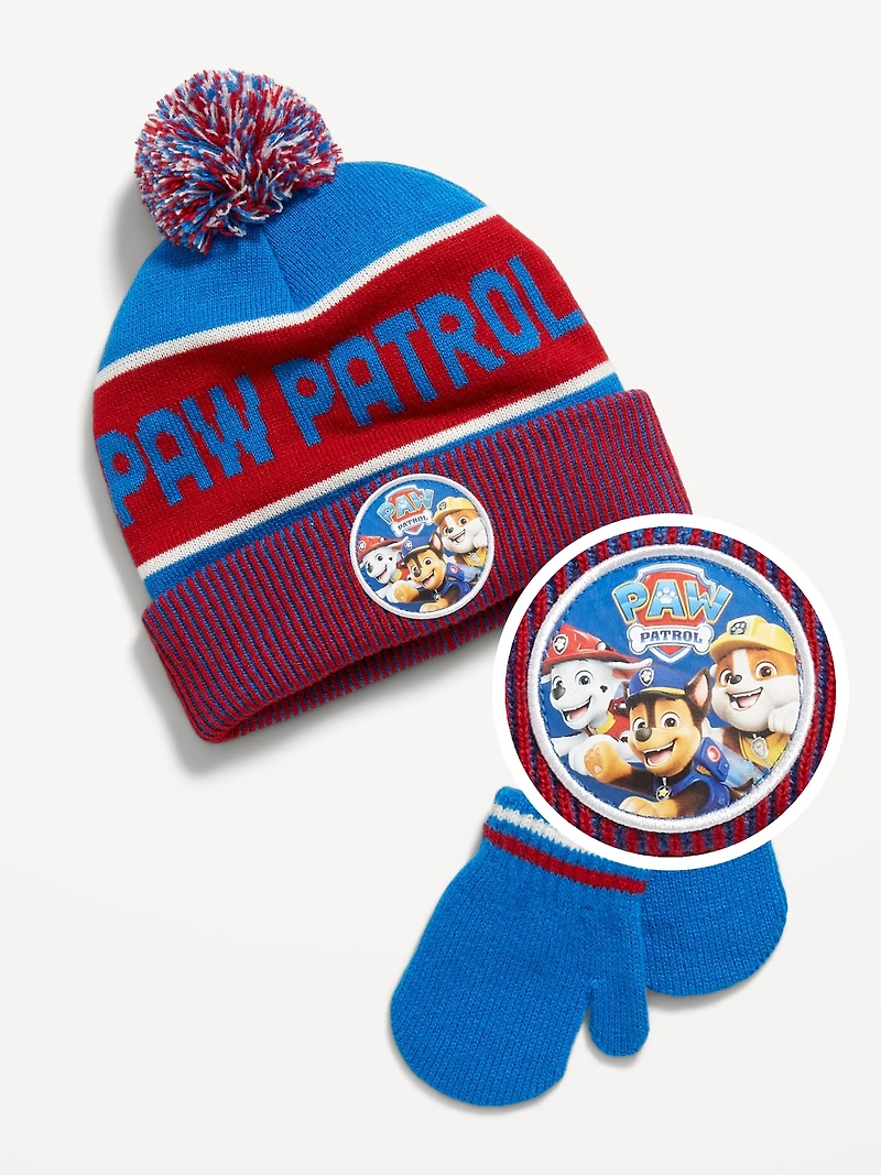 Paw Patrol™ Unisex Pom Pom Beanie and Mittens Set for Toddler