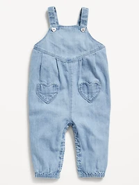 Sleeveless Heart-Pocket Jean Jumpsuit for Baby
