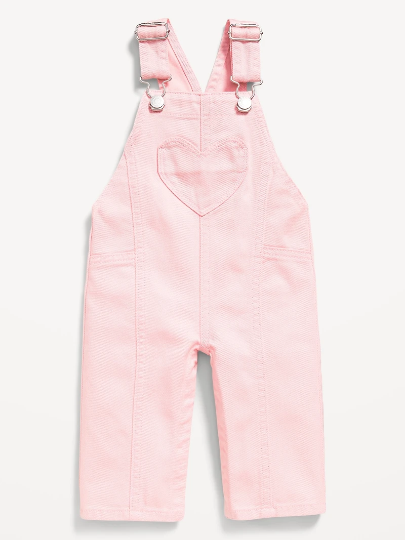 Heart-Pocket Wide-Leg Overalls for Baby