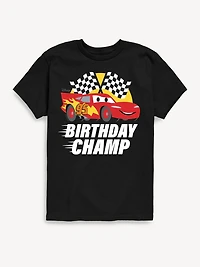 Disney Cars Lightning Mcqueen Birthday Champ Short Sleeve T-Shirt For Toddler