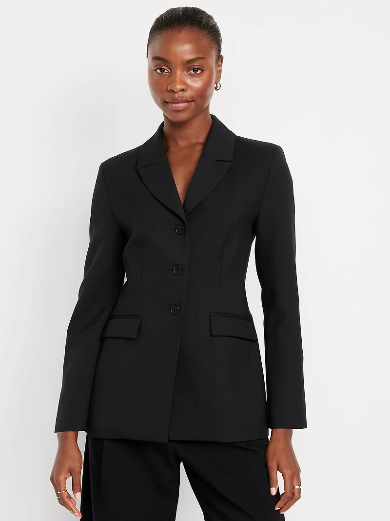 Fitted Button-Front Blazer