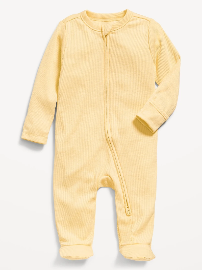 Textured Ribbed 2-Way-Zip Sleep & Play Footed One-Piece for Baby