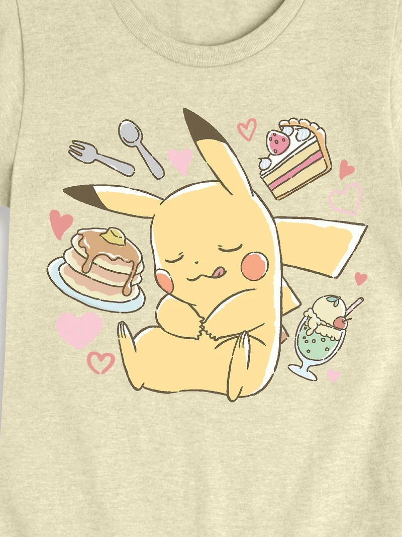 Pokemon Pikachu Dessert Fitted Short Sleeve T-Shirt For Girls