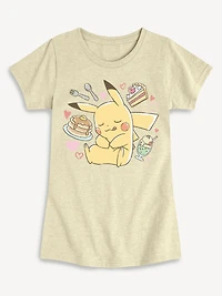 Pokemon Pikachu Dessert Fitted Short Sleeve T-Shirt For Girls