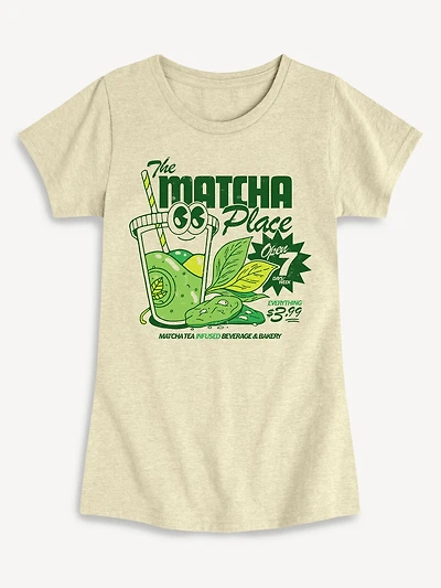Kawaii Matcha Fitted Short Sleeve T-Shirt For Girls