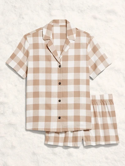 Plaid Flannel Pajama Short Set for Women