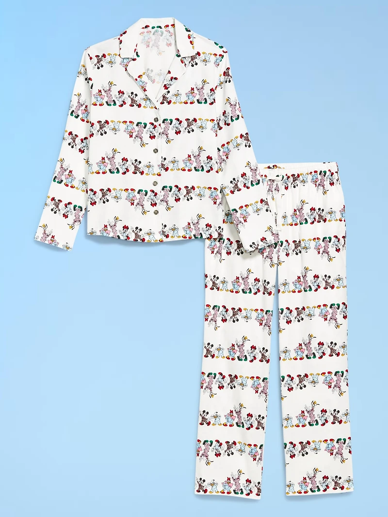 Old Navy x Disney Mickey Mouse & Friends Printed Flannel Pajama Set for Women