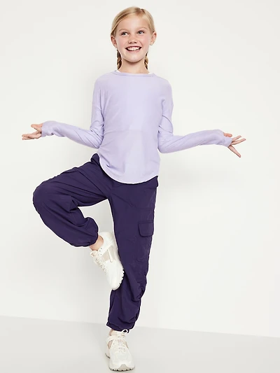 CloudMotion Long-Sleeve Back-Cutout Performance T-Shirt for Girls