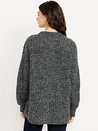 Shaker-Stitch Crew-Neck Tunic Sweater