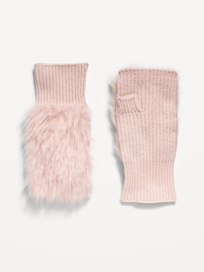 Faux-Fur Fingerless Gloves for Women
