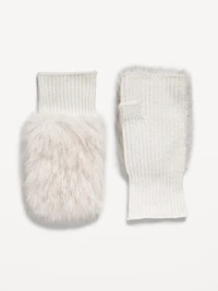 Faux-Fur Fingerless Gloves for Women
