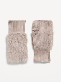 Faux-Fur Fingerless Gloves for Women