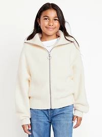 SoSoft Collared Zip-Front Sweater for Girls
