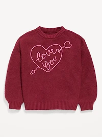 Oversized Valentine's Day Graphic Sweater for Girls