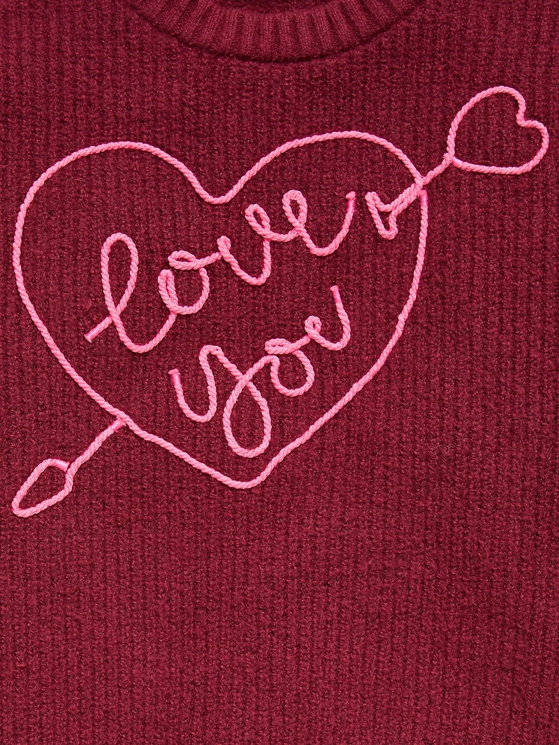 Oversized Valentine's Day Graphic Sweater for Girls