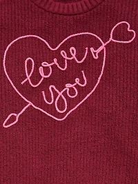 Oversized Valentine's Day Graphic Sweater for Girls