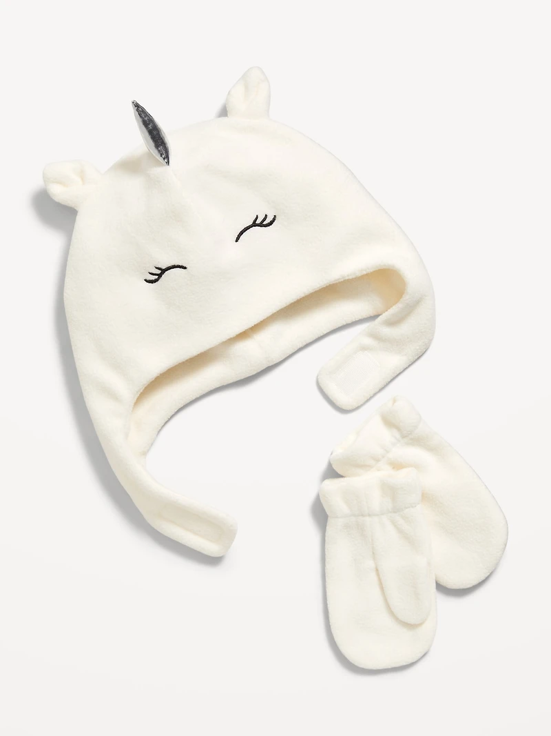Unicorn Trapper Hat and Mittens Set for Toddler Girls