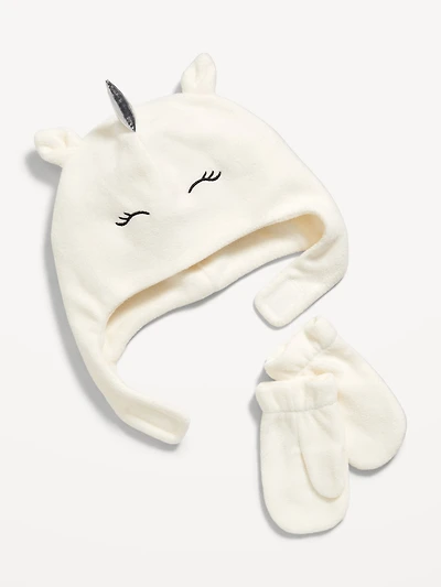 Unicorn Trapper Hat and Mittens Set for Toddler Girls