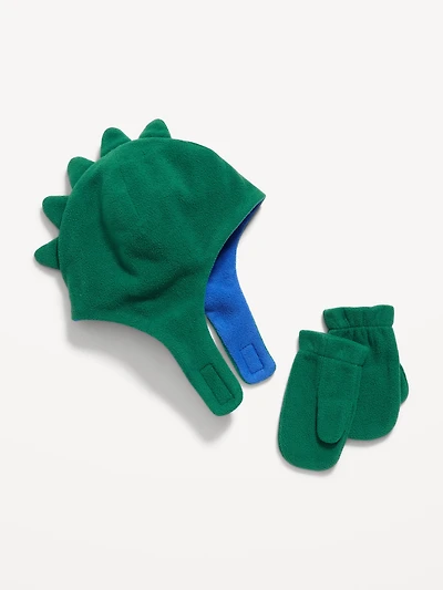 Dino Trapper Hat and Mittens Set for Toddler Boys