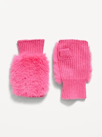 Faux-Fur Fingerless Gloves for Girls