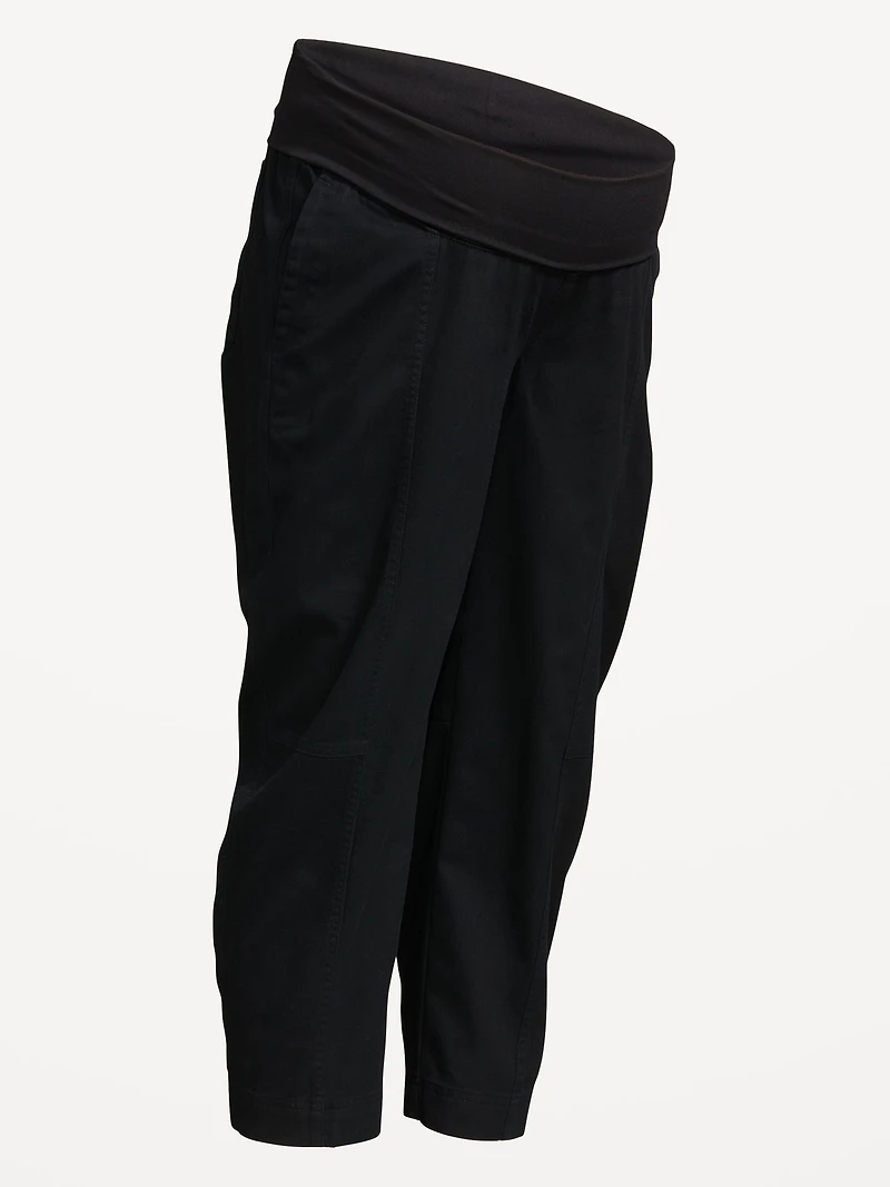Maternity Rollover Waist Barrel Leg Ankle Pants